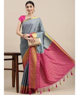 Women's Mysore Silk Crepe Saree With Unstiched Blouse 3