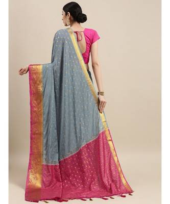 Women's Mysore Silk Crepe Saree With Unstiched Blouse 4