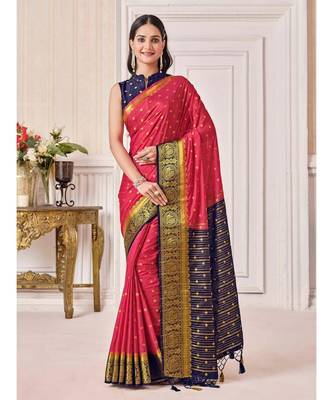 Women's Mysore Silk Crepe Saree With Unstiched Blouse 1