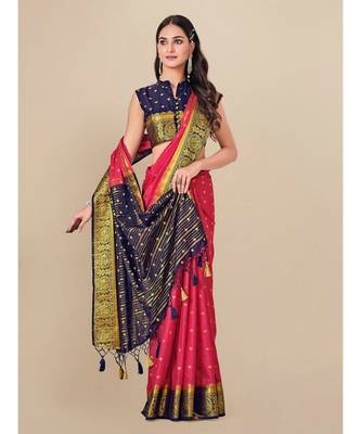 Women's Mysore Silk Crepe Saree With Unstiched Blouse 3