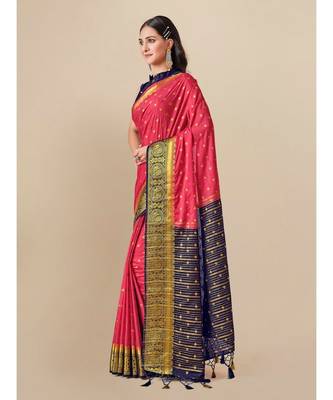 Women's Mysore Silk Crepe Saree With Unstiched Blouse 4