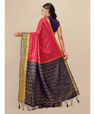 Women's Mysore Silk Crepe Saree With Unstiched Blouse 5