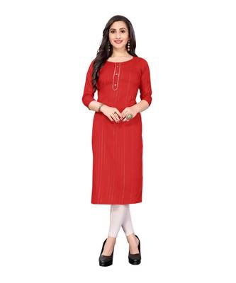 red cotton plain  kurti 1