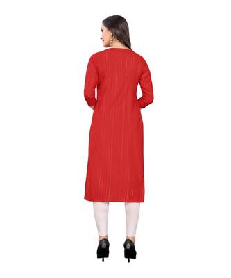 red cotton plain  kurti 2