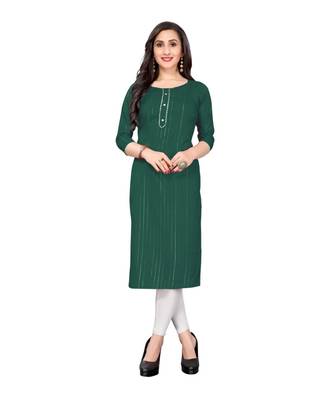 green cotton plain  kurti 1