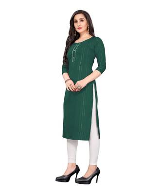 green cotton plain  kurti 3