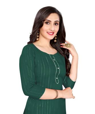 green cotton plain  kurti 5