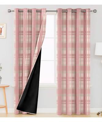 Baby Pink Polyester Digtal Printed Curtain 4