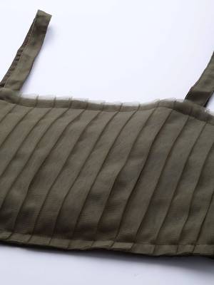 Olive Green Sequinned Net Semi Stitched Lehenga & Unstitched Blouse With Dupatta 4