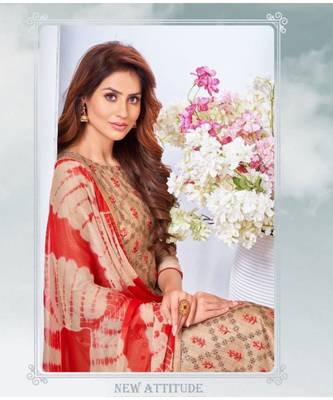 Cream embroidery zarna silk unstitch churidar suits churidar salwar suits 2