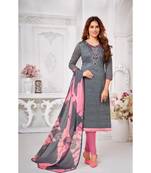 Grey embroidery zarna silk unstitch churidar suits churidar salwar suits