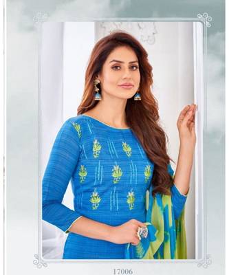 Blue embroidery zarna silk unstitch churidar suits churidar salwar suits 2