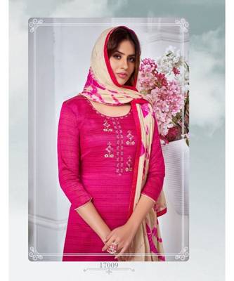 Rose Pink embroidery zarna silk unstitch churidar suits churidar salwar suits 2