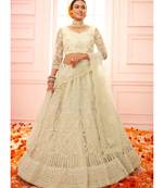 Splendid White Embroidered Net Lehenga Choli