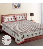 Ridan Cotton Printed Jaipuri Double Bed Sheet With Pillow Cover