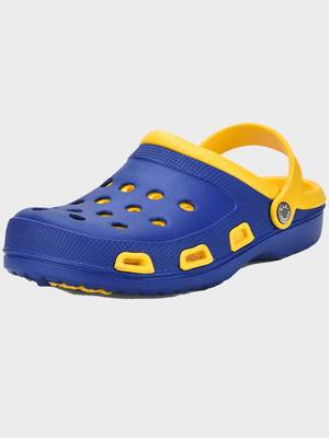 Men's Blue & Yellow Regular Wear clogs has regular styling 1