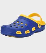 Men's Blue & Yellow Regular Wear clogs has regular styling