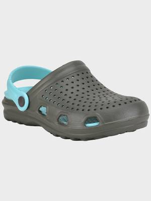Men's Grey & Green Regular Wear clogs has regular styling 1
