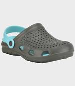 Men's Grey & Green Regular Wear clogs has regular styling