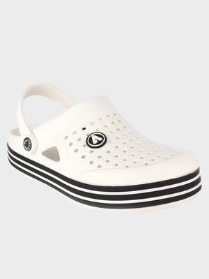 Men's White & Black Regular Wear clogs has regular styling 1