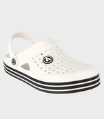 Men's White & Black Regular Wear clogs has regular styling