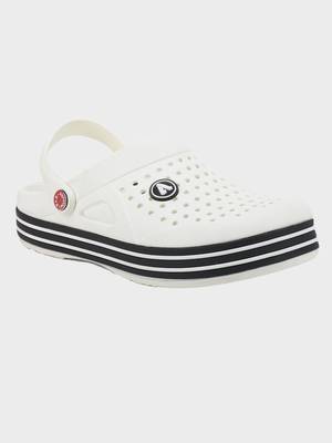 Men's White & Black Regular Wear clogs has regular styling 1