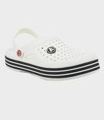 Men's White & Black Regular Wear clogs has regular styling