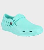 Women's Sea Green Regular Wear clogs has regular styling