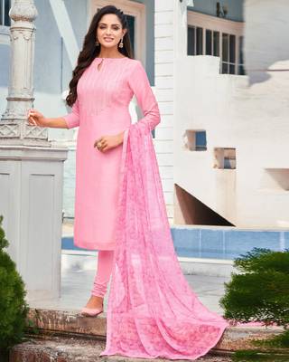 Pink embroidered chanderi salwar 1