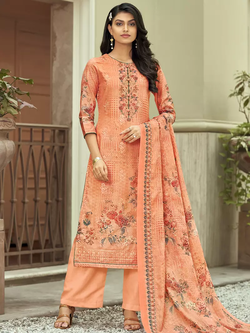 Peach digital print cotton salwar