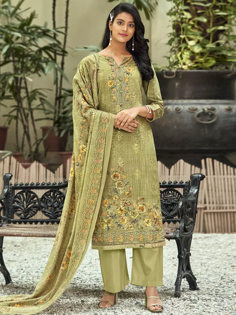 Green digital print cotton salwar