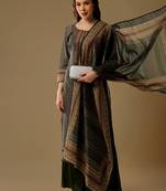 Green digital print silk blend salwar