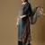Navy blue digital print silk blend salwar