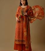 Orange digital print silk blend salwar