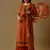 Orange digital print silk blend salwar