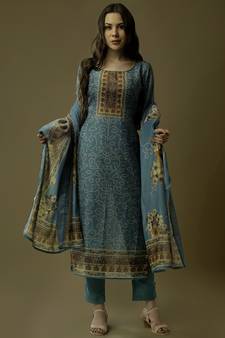 Green digital print silk blend salwar