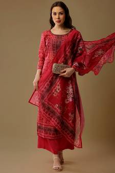 Magenta digital print silk blend salwar