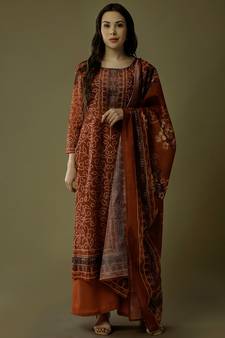 Red digital print silk blend salwar
