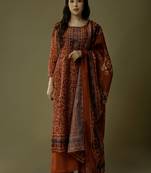 Red digital print silk blend salwar