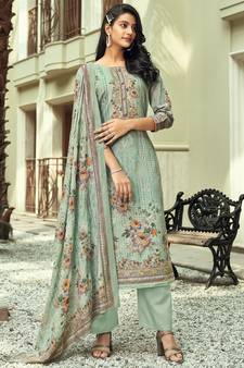 Turquoise digital print cotton salwar