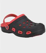 Men's Black & Red Regular Wear clogs has regular styling