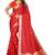 Red woven silk blend saree with blouse