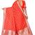Orange woven silk blend saree with blouse