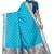 Sky blue woven silk blend saree with blouse