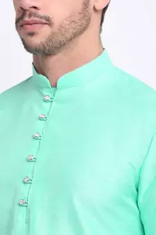 Men Silk Green Kurta & Churidar Set