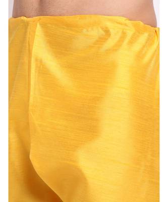 Yellow Silk Plain Kurta and Churidar Set  5