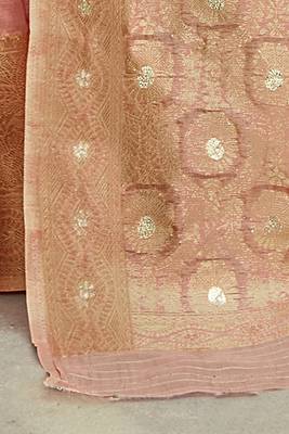 Light pink woven organza saree with blouse 2