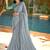 Grey printed pure georgette saree with blouse