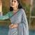 Grey printed pure georgette saree with blouse