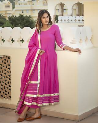 Magenta embroidered cotton kurta-suits 2
